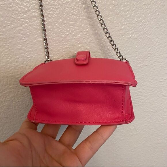 Steve Madden hot pink faux leather purse chain crossbody mini wallet NEW 4x5 - Picture 4 of 11
